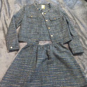 cute tweed blazer and skirt set